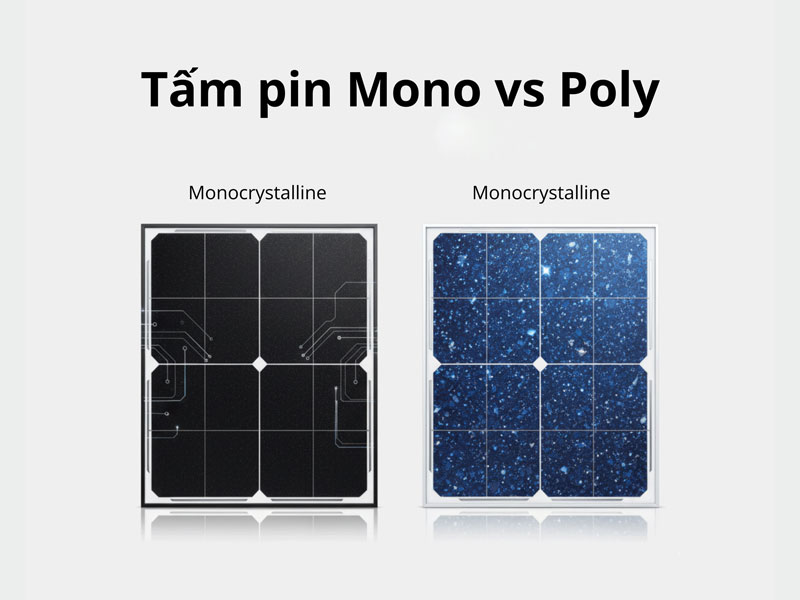 Tấm pin năng lượng mặt trời loại mono và poly